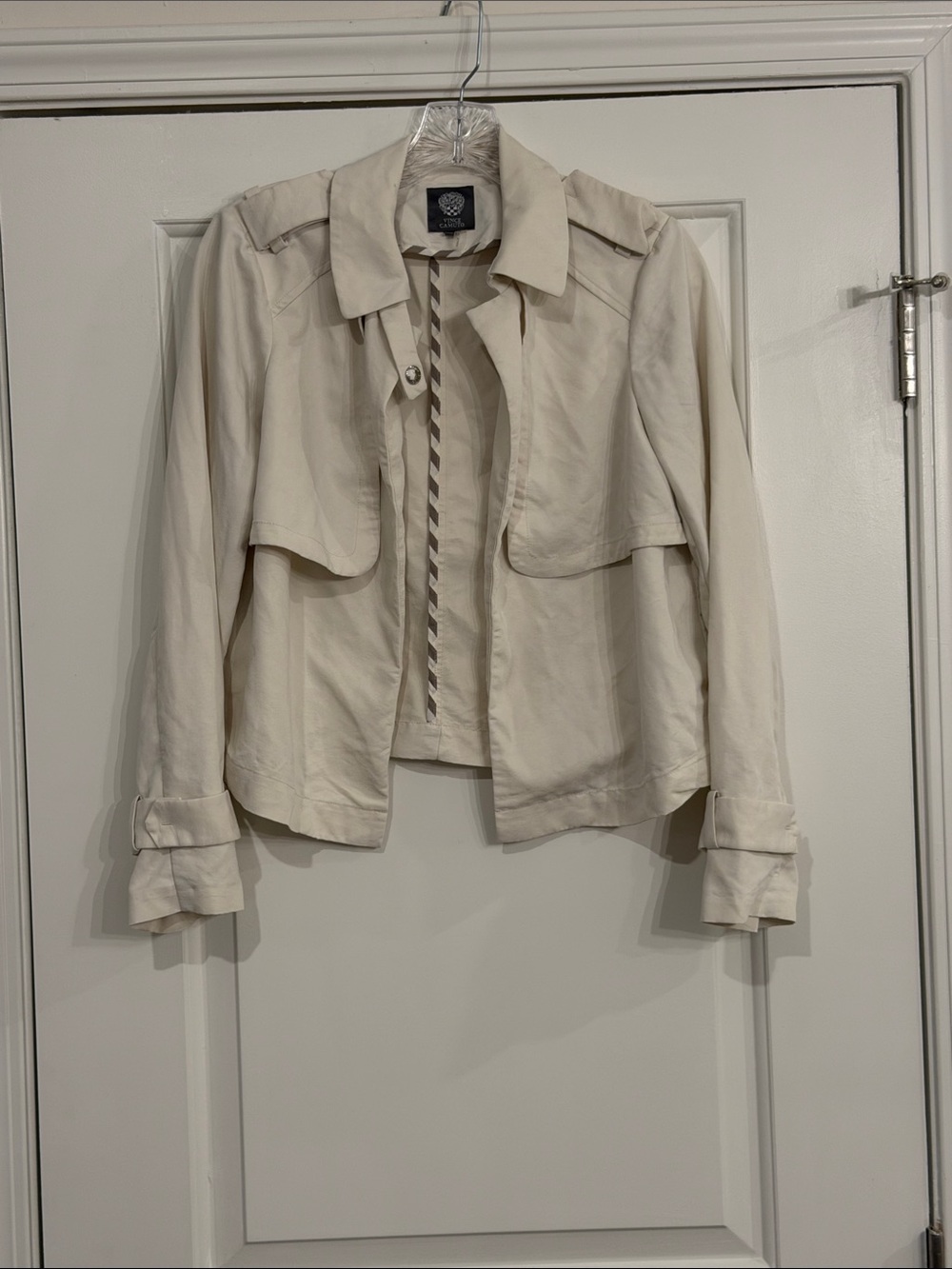 Vince Camuto Cream Short Trench Jacket